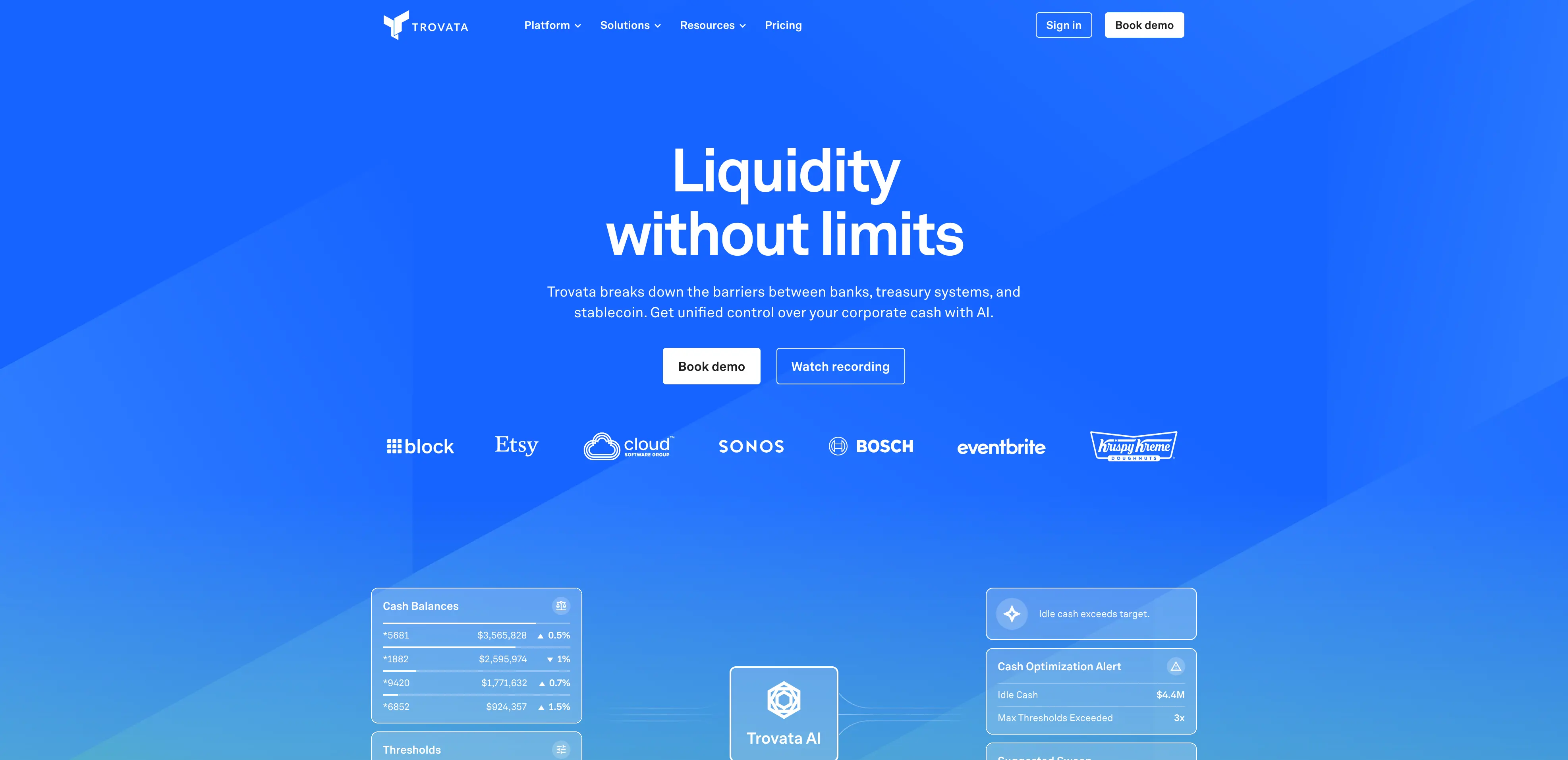 Trovata fintech platform website